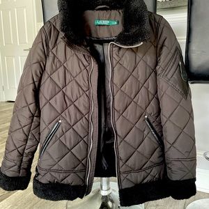 Woman’s black Ralph Lauren winter coat
